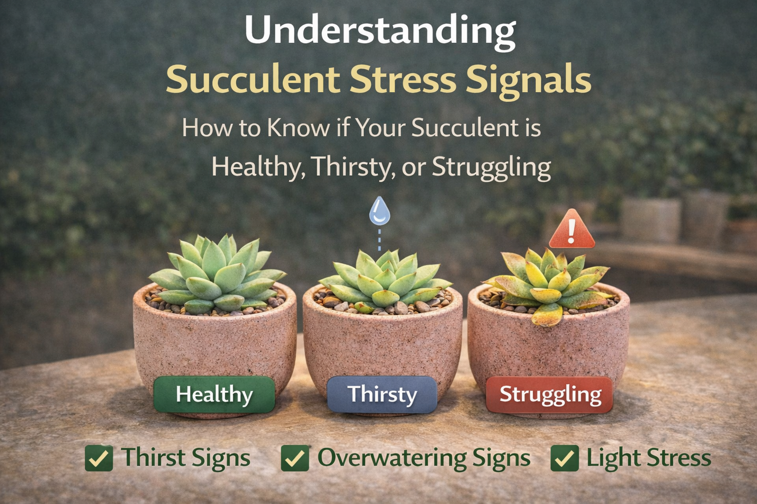 Understanding Succulent Stress Signals – healthy vs thirsty vs overwatered succulent signs
