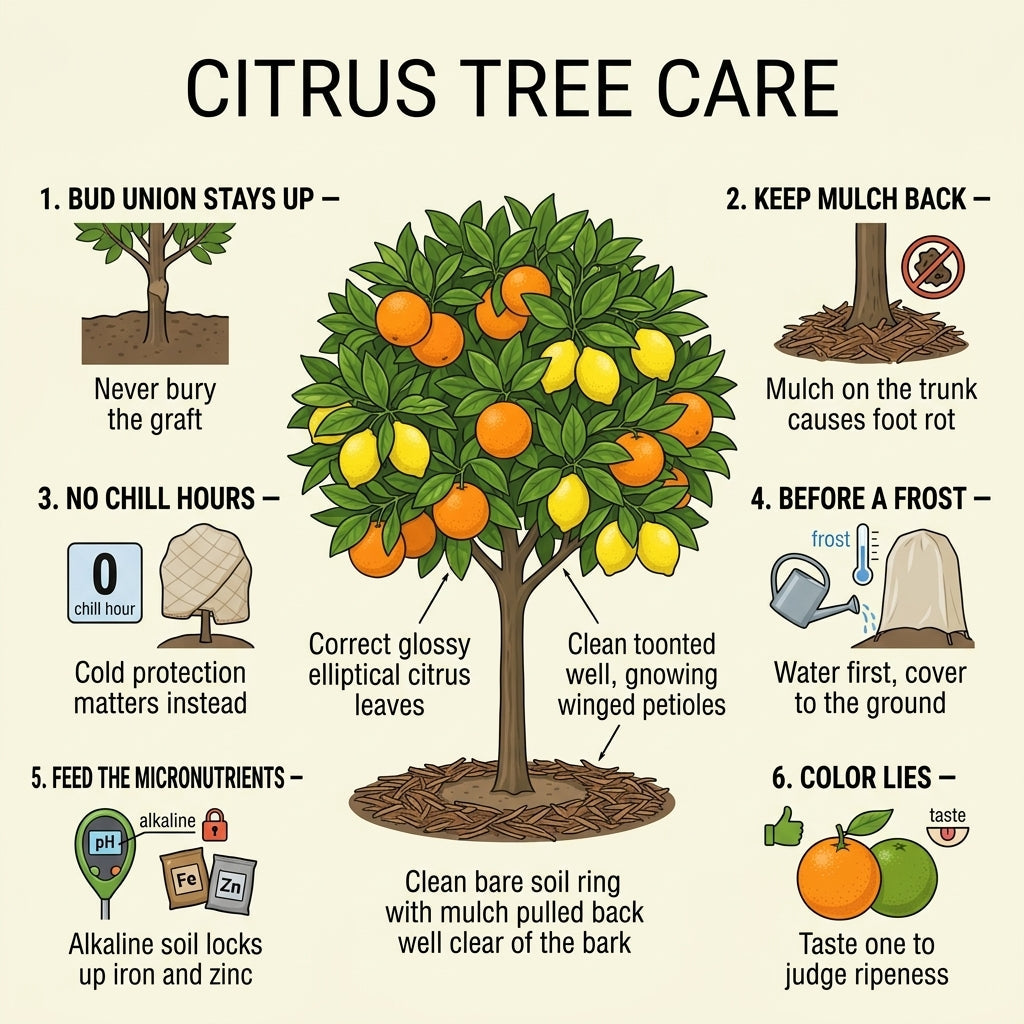 Citrus Tree Care Guide: Frost Protection, Foot Rot & When to Pick