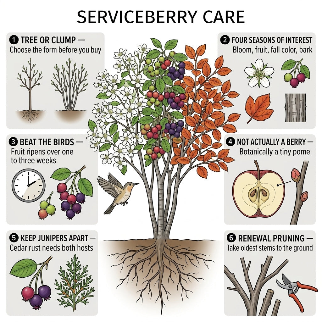 Serviceberry Tree Care Guide: Native Bees, Birds & When to Beat Them to the Harvest