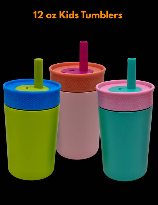 12 oz Kids Stainless Steel Tumbler with Silicone Lid & Straw – Spill-Resistant, Engravable, Dishwasher Safe