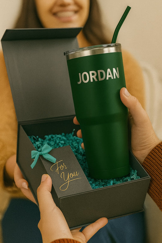 Personalized 30oz Stainless Steel Tumbler with Straw – Double-Wall Insulated, Powder-Coated Finish