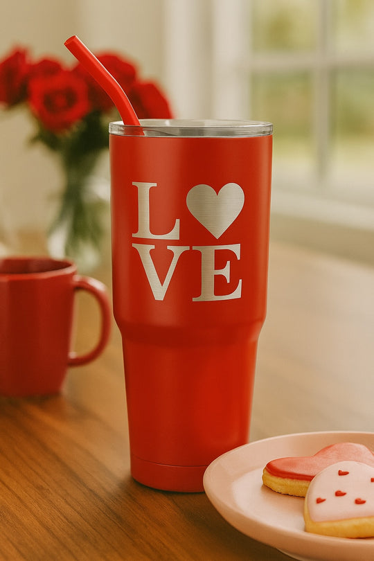 Personalized 30oz Stainless Steel Tumbler with Straw – Double-Wall Insulated, Powder-Coated Finish