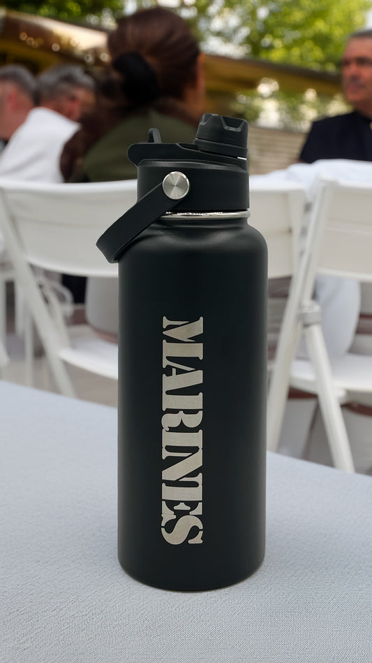 32 oz Engraved Insulated Tumbler with Dual Lid Chug/Sip US Military