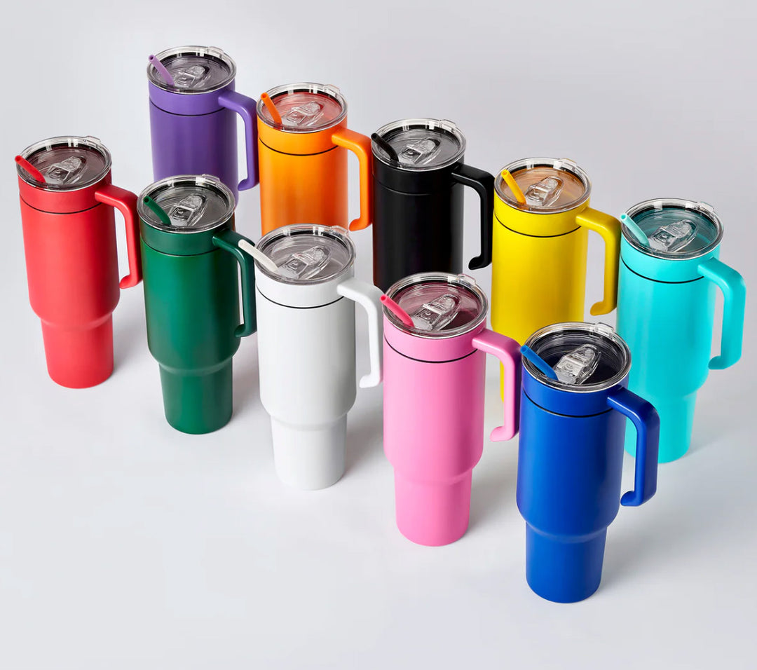 40 oz Engraved Tumbler | Double Insulated | Matching Silicone Straw | Optional Twist On and Off  Handle