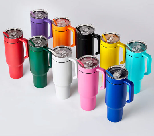 40 oz Engraved Tumbler | Double Insulated | Matching Silicone Straw | Optional Twist On and Off  Handle