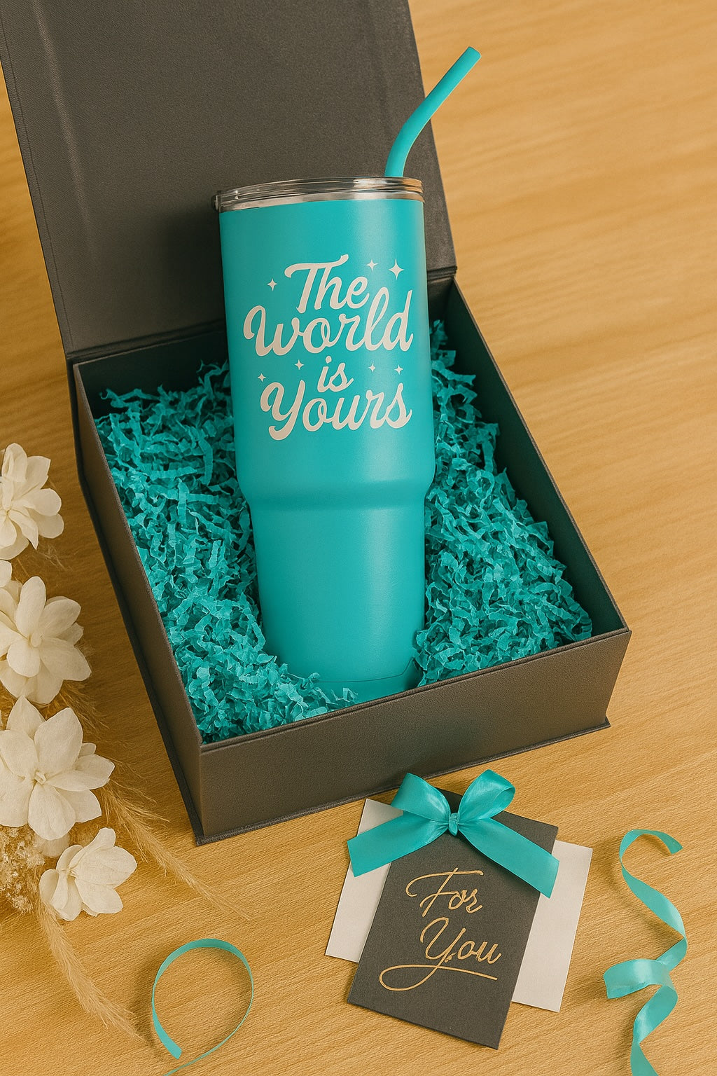 Personalized 40oz Stainless Steel Tumbler with Straw – Double-Wall Insulated, Powder-Coated Finish