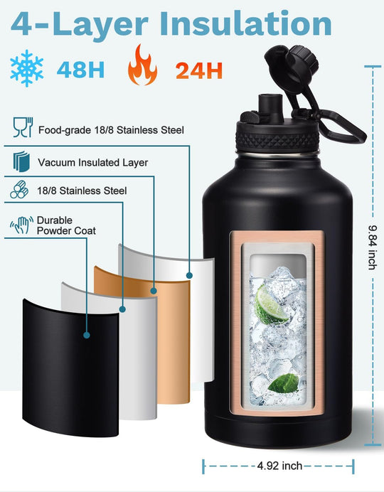 64 oz Personalized Engraved Tumbler – Custom Stainless Steel Water Jug