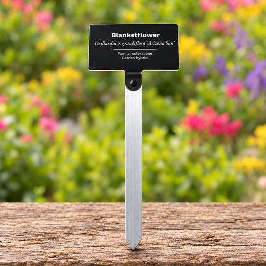 Landmark 3x5 Plant Marker, Engraved Two-Tone Acrylic on Solid Aluminum Stake, 5 Lines