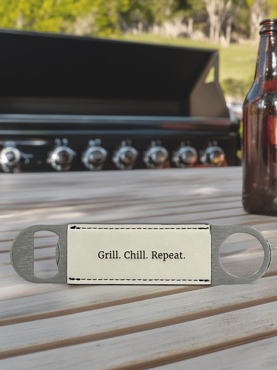 Personalized Bottle Opener & Coozie Gift Set for Him – Custom Text – Father's Day, Groomsman, Birthday Gift for Dad, Husband or Boyfriend
