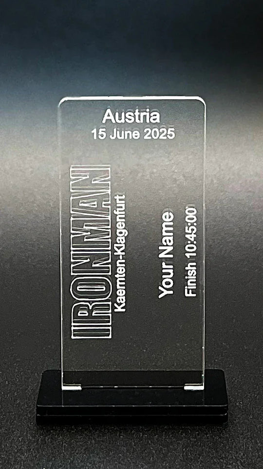 Ironman Finisher Award – Custom Engraved Clear Acrylic