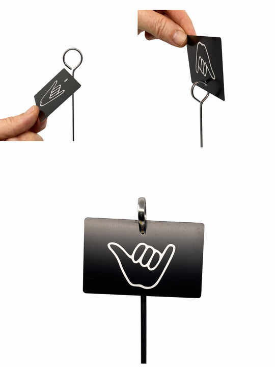 Stainless steel stake installation guide for custom engraved aluminum garden markers | Cactus Shack Studio