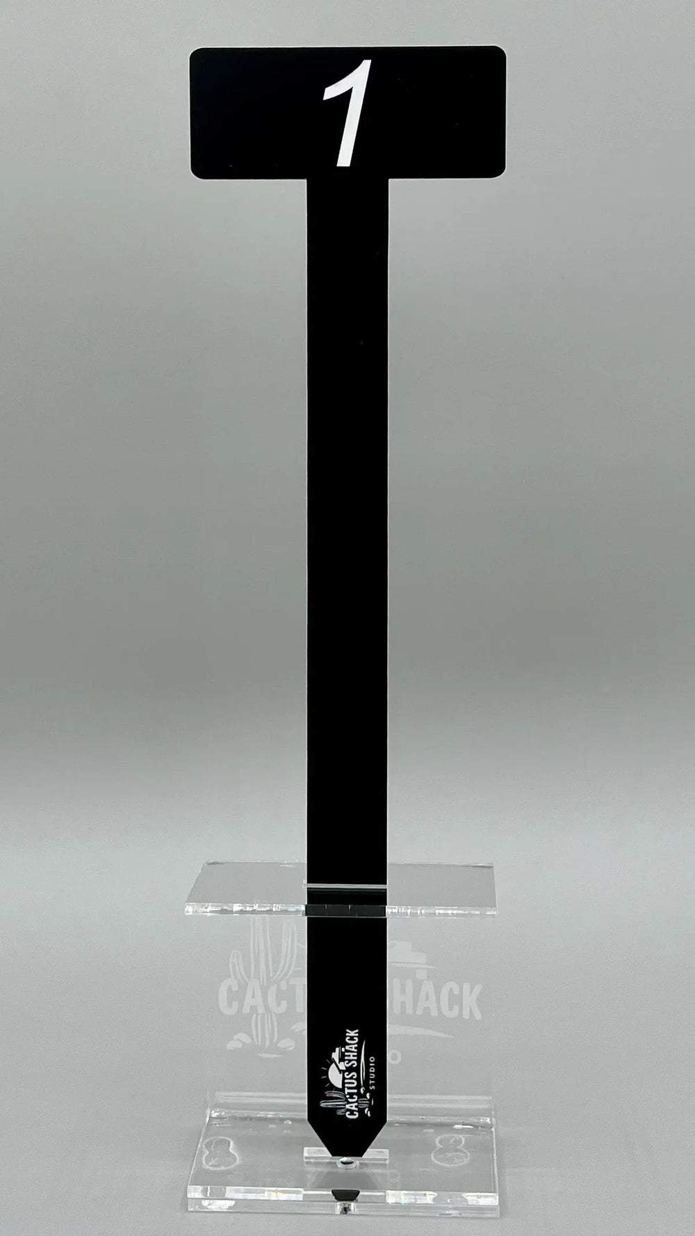 Numbered Plant Stakes, White on Black Acrylic, Set of 6