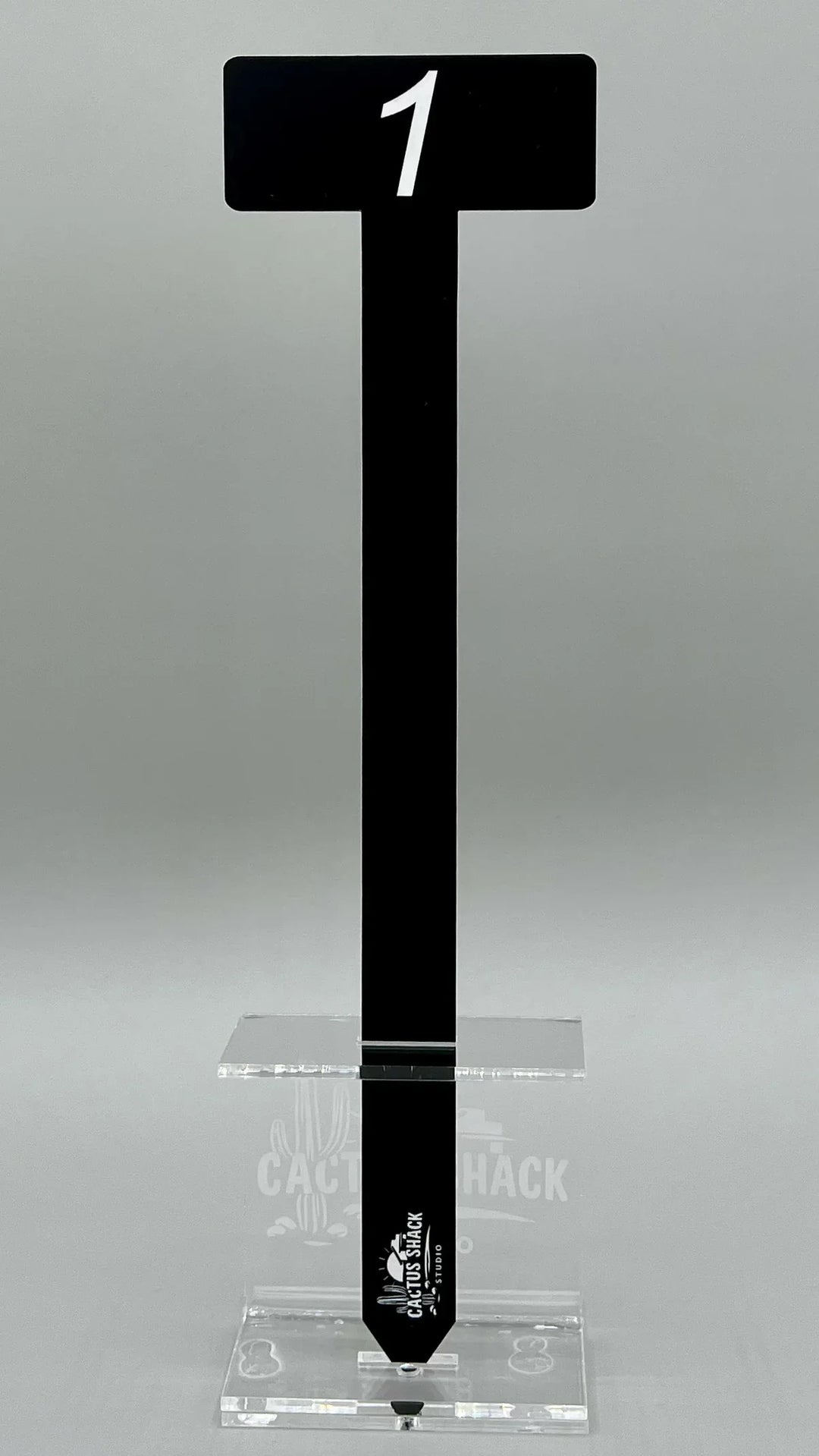 Numbered Plant Stakes, White on Black Acrylic, Set of 6