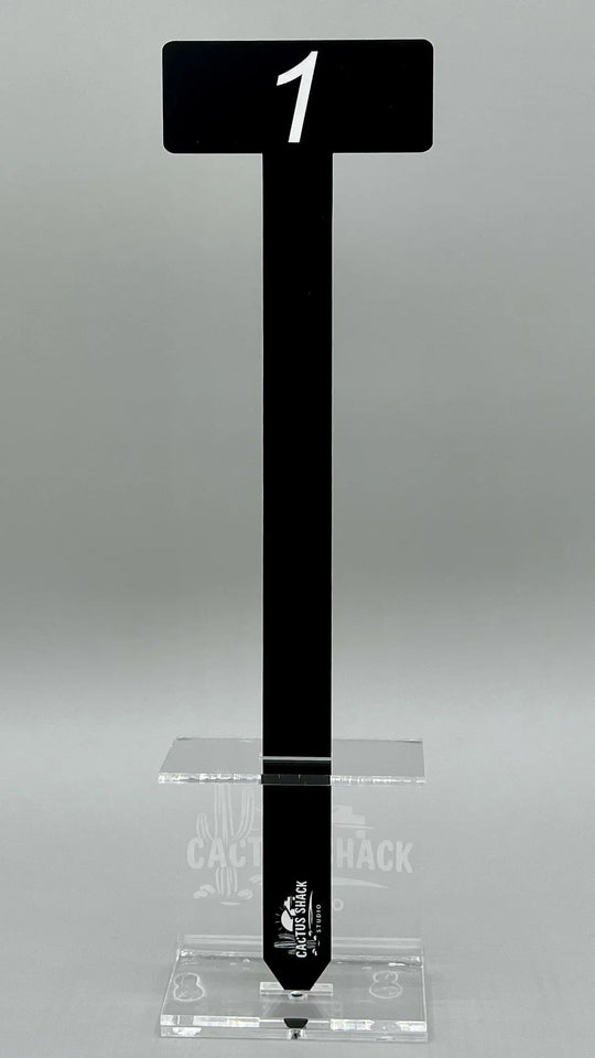 Numbered Plant Stakes, White on Black Acrylic, Set of 6