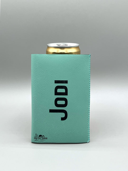Teal and Black Slim Can Cozie