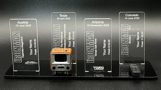 Ironman Finisher Award Base – Gloss Black Acrylic for 4 Awards and TinyTV 2