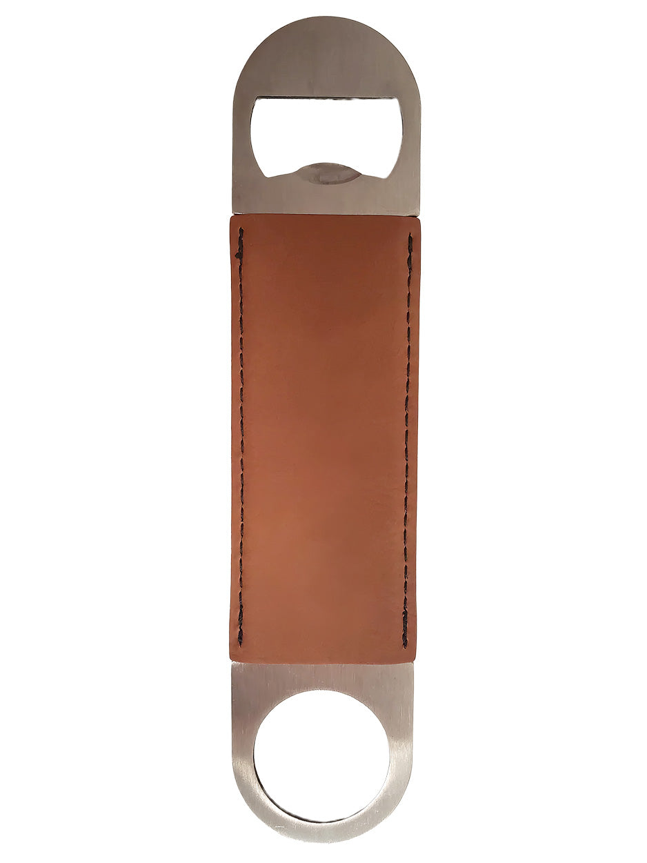 Custom Engraved Bottle Opener – Stainless Steel with Leatherette or Wood Veneer Finish