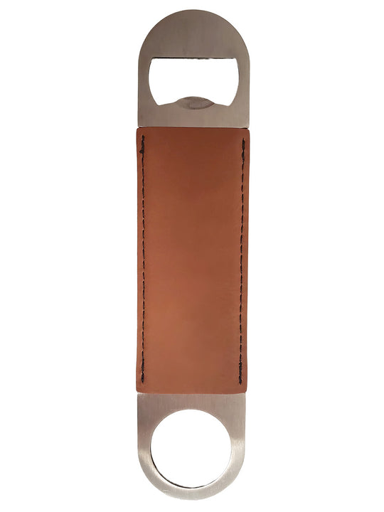 Bottle Opener Stainless Steel Leatherette Wood Veneer