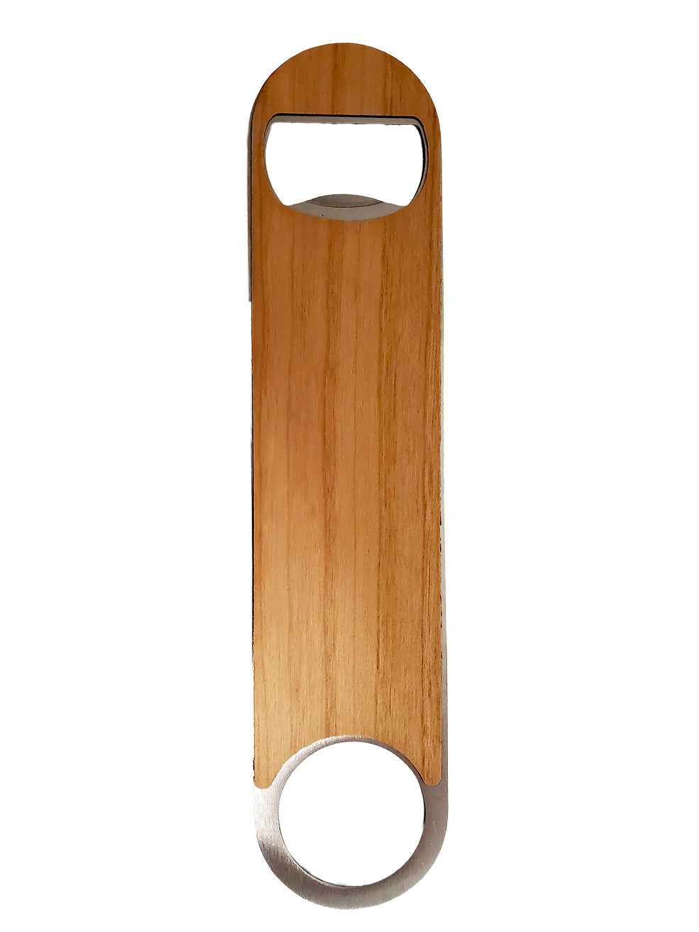 Bottle Opener Stainless Steel Leatherette Wood Veneer
