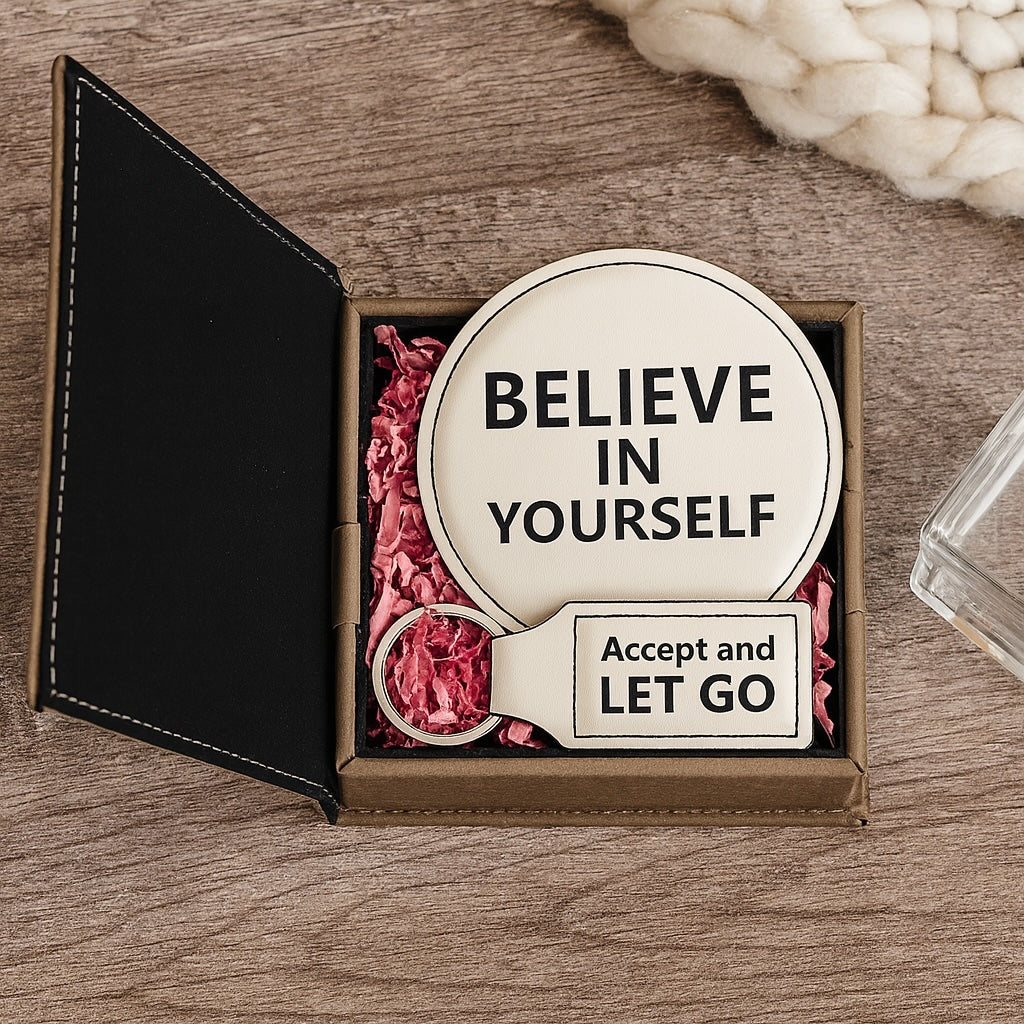 Personalized Gift Box | Engraved Keepsake Box, Coaster & Keychain | Birthday, Graduation, Thank You, Employee, Wedding Gift