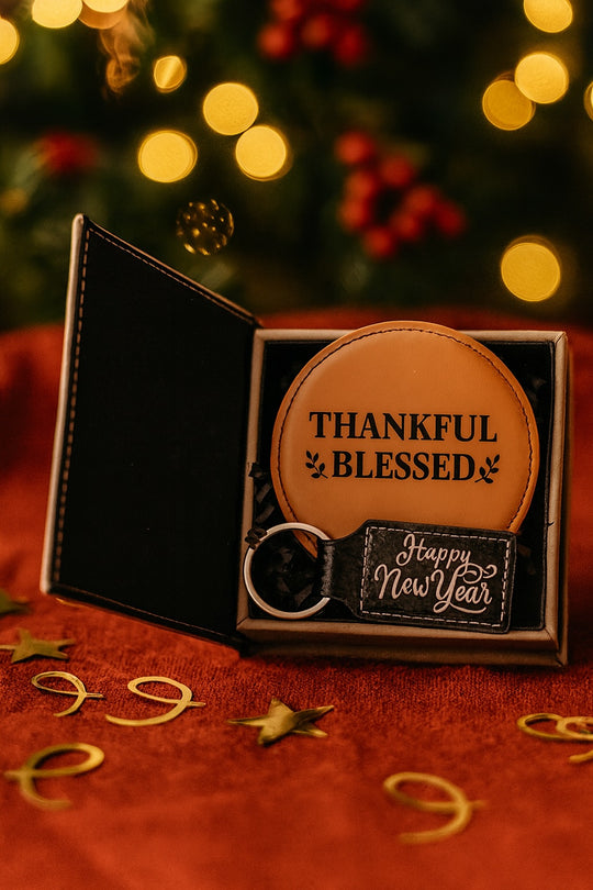 Personalized Gift Box | Engraved Keepsake Box, Coaster & Keychain | Birthday, Graduation, Thank You, Employee, Wedding Gift