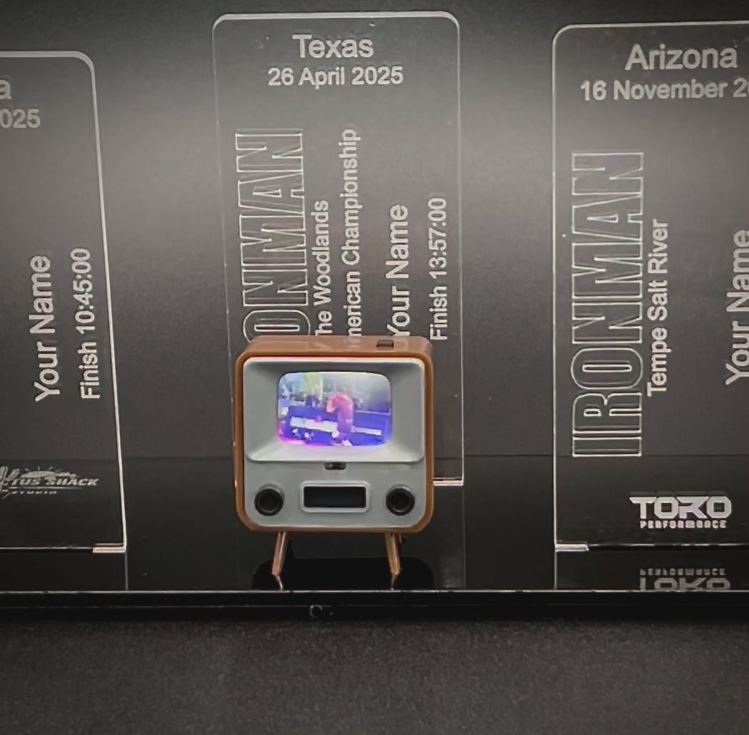 Ironman Finisher Award Base – Gloss Black Acrylic for 4 Awards and TinyTV 2