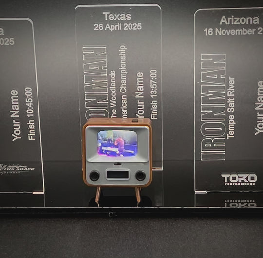 Ironman Finisher Award Base – Gloss Black Acrylic for 4 Awards and TinyTV 2