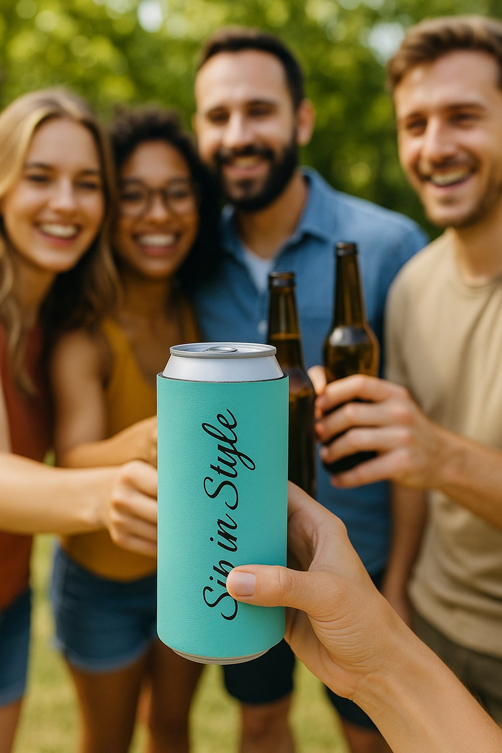 Engraved Slim Can Cozie – Personalized Leatherette Insulated Sleeve for Hard Seltzers & Sparkling Water